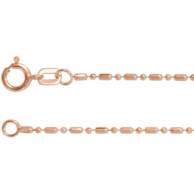 14K Rose Gold 14K Rose Gold 1.15 mm Hollow Diamond-Cut Bead 18" Chain