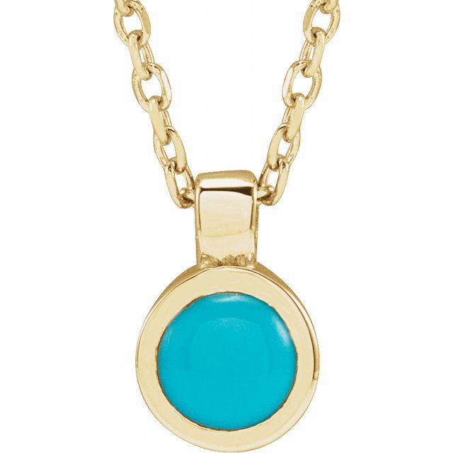 14K Yellow Gold Natural Turquoise Bezel-Set Necklace