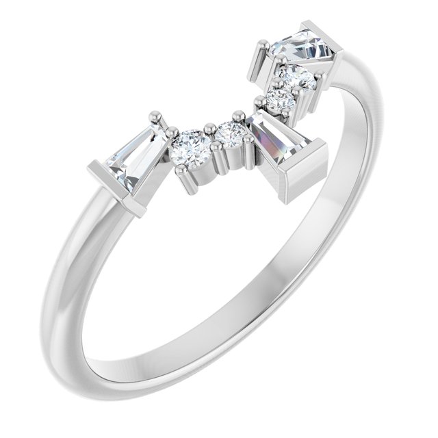 14K White Gold 1/5 CTW Natural Diamond Contour Band