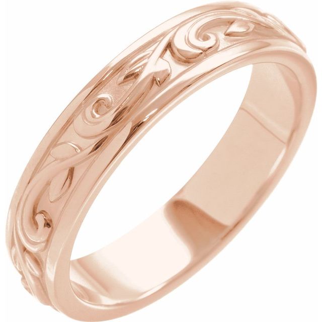 14K Rose Gold 4 mm Sculptural Flat Band