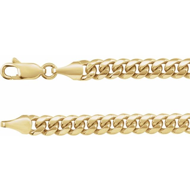 14K Yellow Gold 5 mm Solid Gold Miami Cuban Bracelet