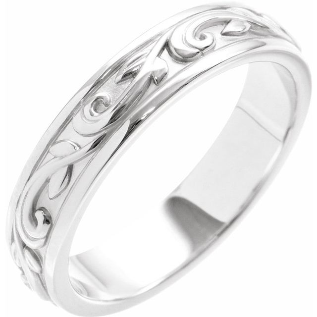 Platinum 4 mm Sculptural Flat Band
