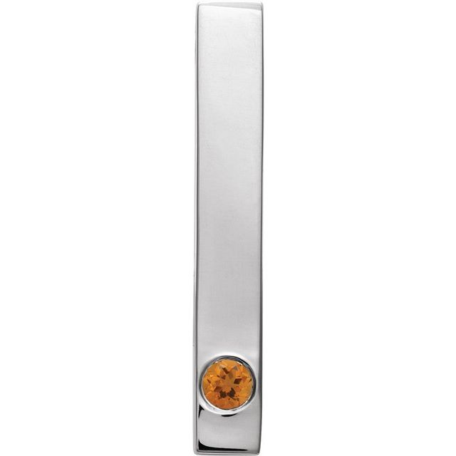 Sterling Silver Natural Citrine Family Engravable Bar Pendant