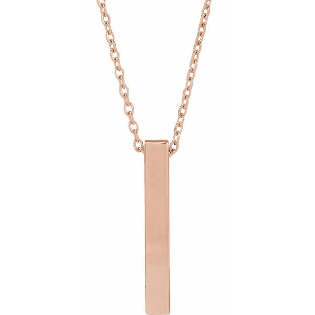 14K Rose Gold Engravable Four-Sided Bar Necklace