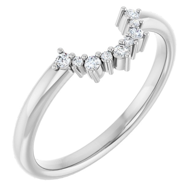 14K White Gold .07 CTW Natural Diamond Contour Band