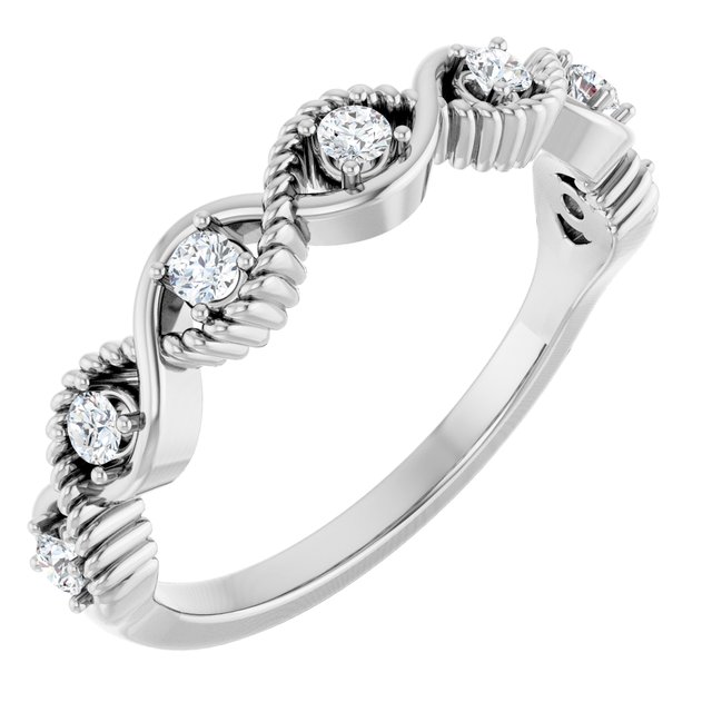 14K White Gold Diamond Arc Stacking Ring