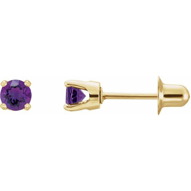 14K Yellow Gold Natural Amethyst Earrings
