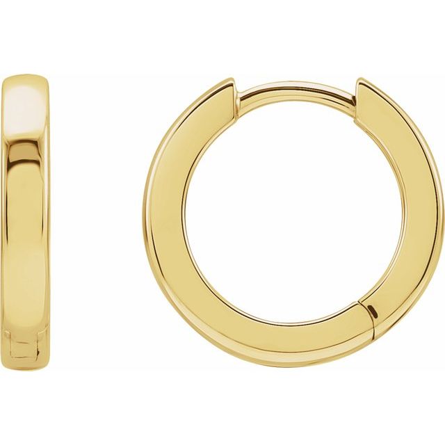 14K Yellow Gold Hinged 12 mm Hoop Earrings