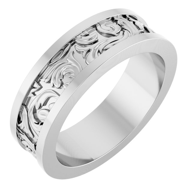 Platinum 6.5 mm Sculptural Flat Band