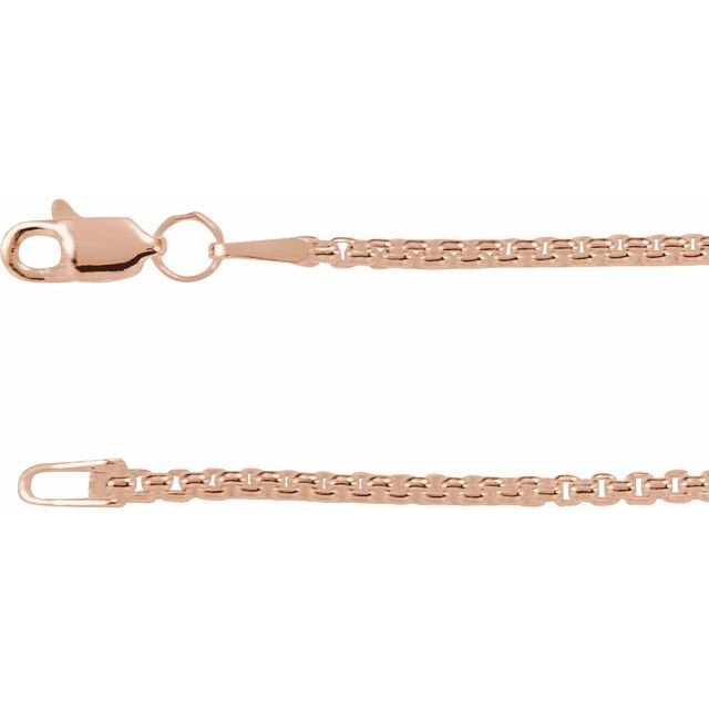 14K Rose Gold 14K Rose Gold 1.8 mm Rounded Box 7" Chain