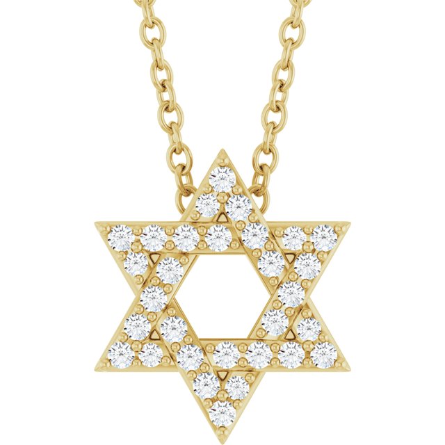 14K Yellow Gold 1/10 CTW Natural Diamond Star of David Necklace