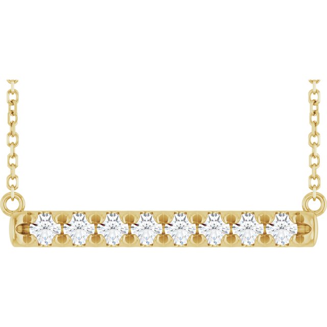 14K Yellow Gold 1/2 CTW Lab-Grown Diamond French-Set Bar 18" Necklace