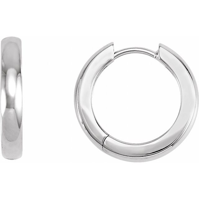 14K White Gold Hinged 17.5 mm Hoop Earrings