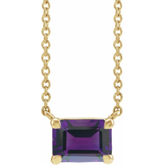 14K Yellow Gold Natural Amethyst Necklace