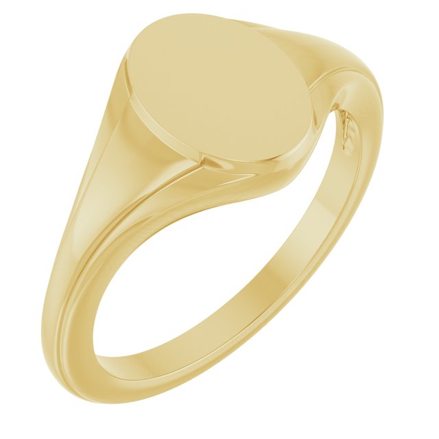 14K Yellow Gold Fluted Oval Signet Ring