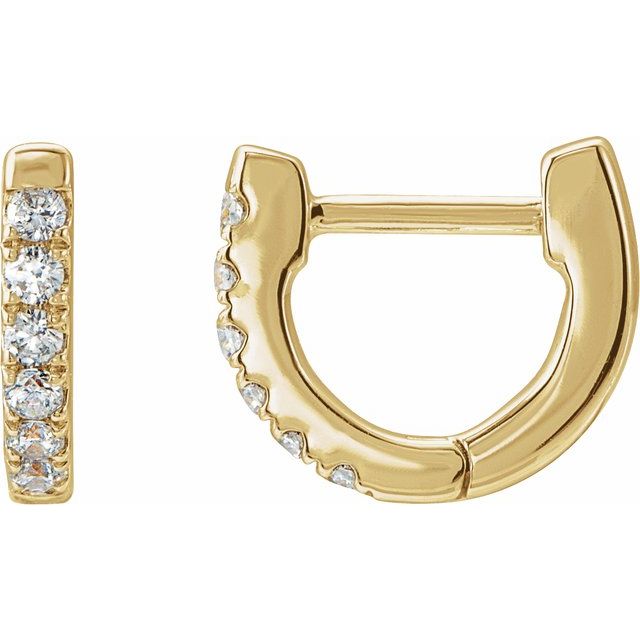 14K Yellow Gold 1/8 CTW Natural Diamond Hoop Earrings