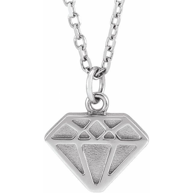 14K White Gold Tiny Diamond Symbol Necklace