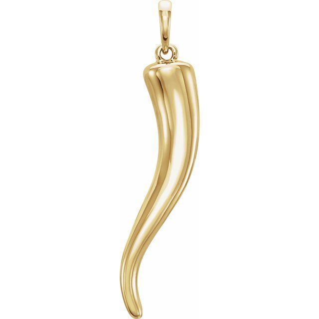 18K Yellow Gold Italian Horn Pendant