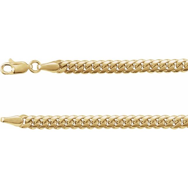 14K Yellow Gold 4.35 mm Solid Gold Miami Cuban Bracelet