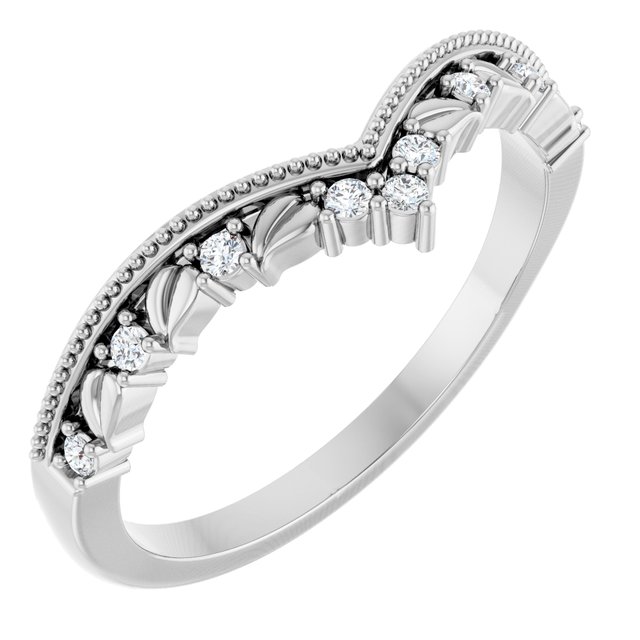 14K White Gold .08 CTW Natural Diamond Contour Band