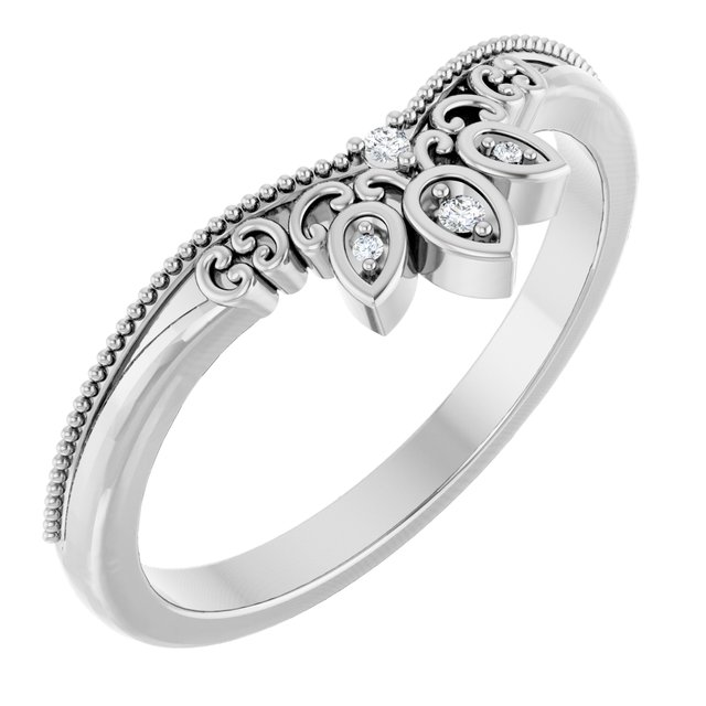 14K White Gold .02 CTW Natural Diamond Contour Band