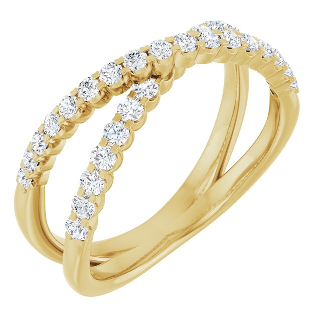 14K Yellow Gold 1/2 CTW Lab-Grown Diamond Criss-Cross Ring