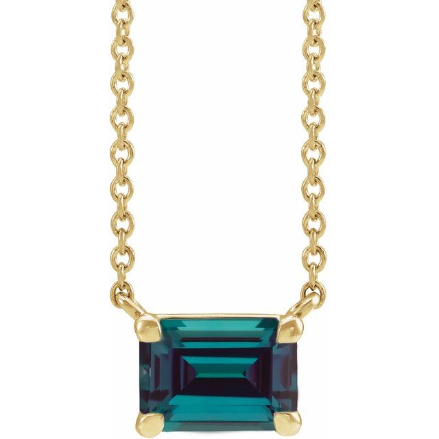 14K Yellow Gold Lab-Grown Alexandrite Claw-Prong Necklace