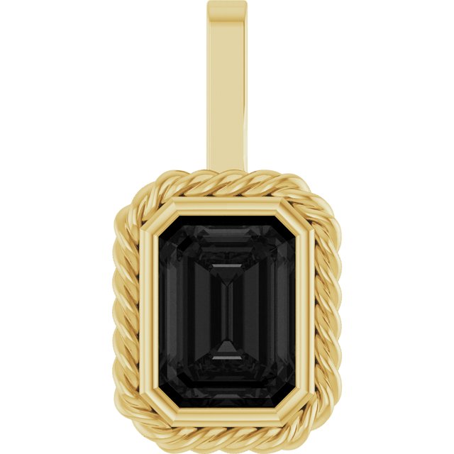 14K Yellow Gold Black Onyx Bezel Pendant