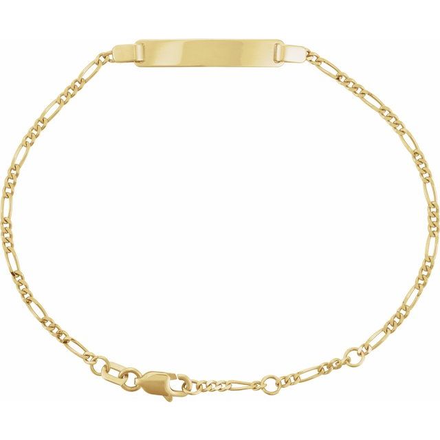 14K Yellow Gold Adjustable Figaro Identification Bracelet