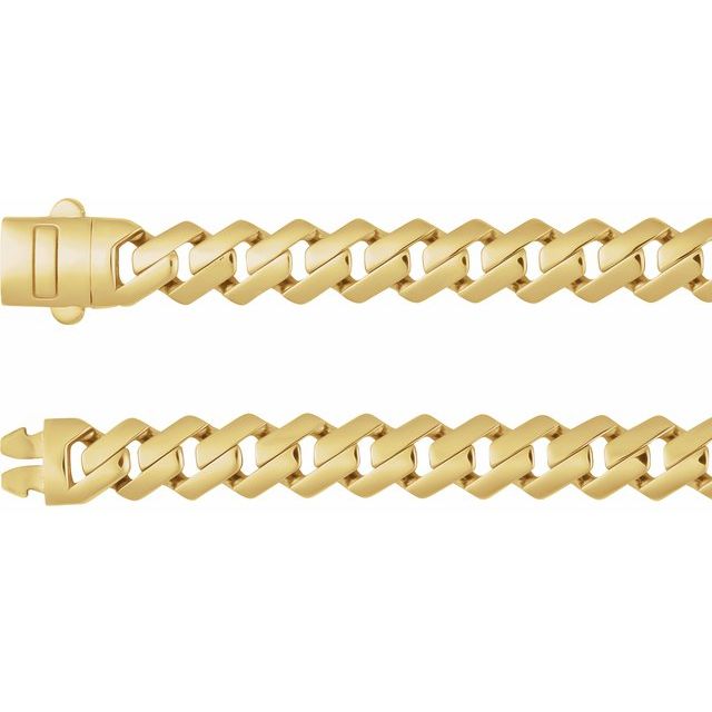 14K Yellow Gold 7.4 mm Monaco Edge Curb Chain