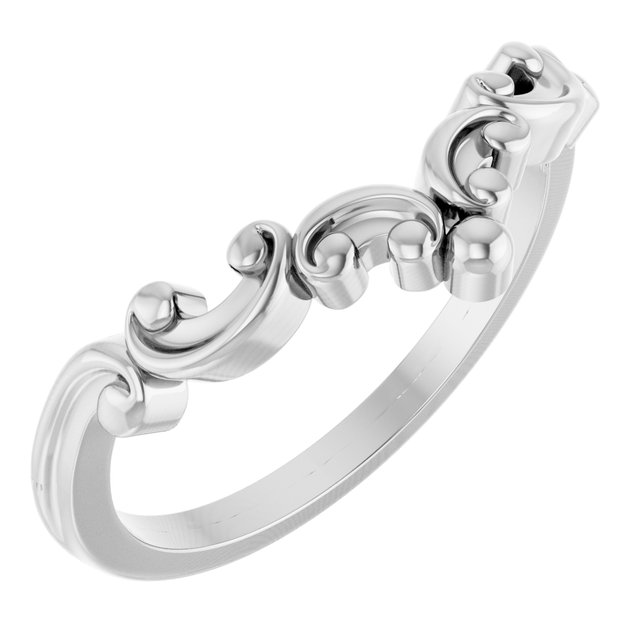 14K White Gold Sculptural Contour Band