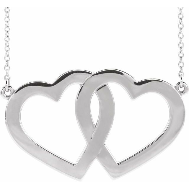 14K White Gold Engravable Family Heart Necklace