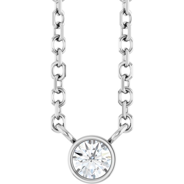 14K White Gold .06 CT Natural Diamond Solitaire Necklace