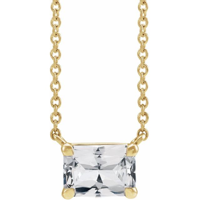 14K Yellow Gold Natural White Sapphire Necklace
