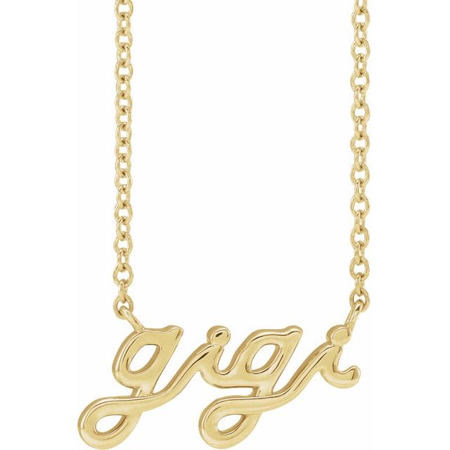 14K Yellow Gold Lowercase Script Gigi Necklace