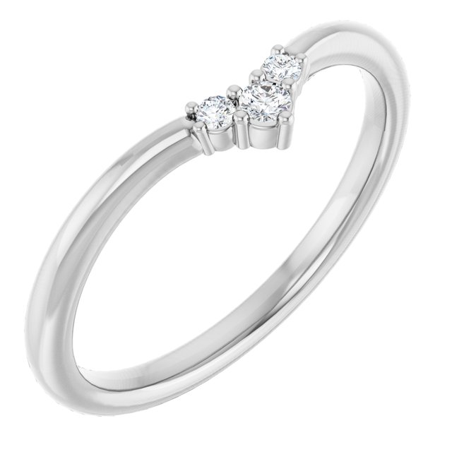14K White Gold .06 CTW Natural Diamond Contour Band