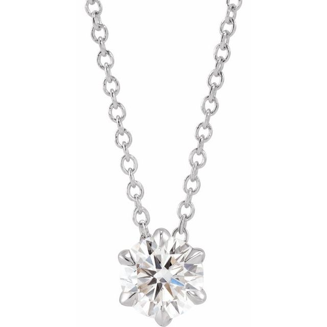 14K White Gold 1/2 CT Lab-Grown Diamond Solitaire Necklace