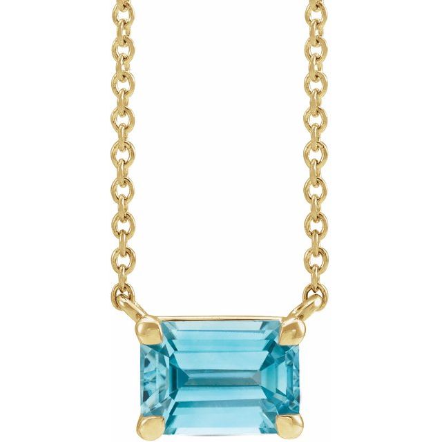 14K Yellow Gold Natural Blue Zircon Necklace
