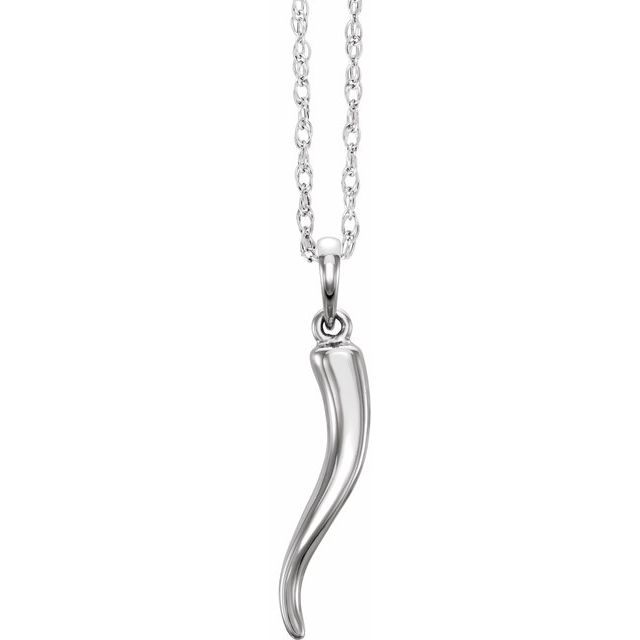 Sterling Silver Italian Horn Necklace