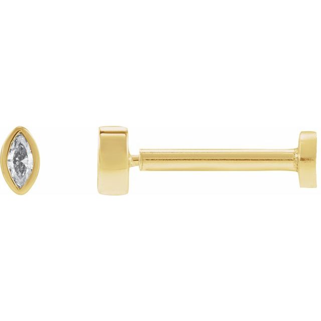 14K Yellow Gold .02 CT Natural Diamond Press Fit Back Stud Earrings