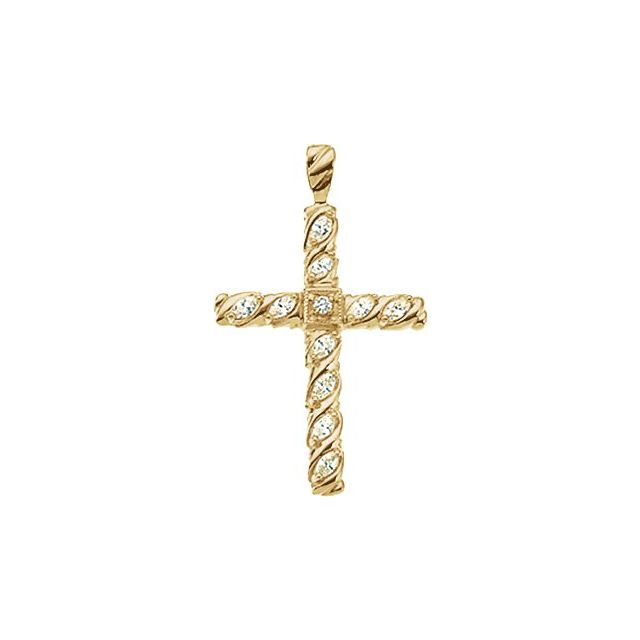 14K Yellow Gold Diamond Statement Cross Pendant