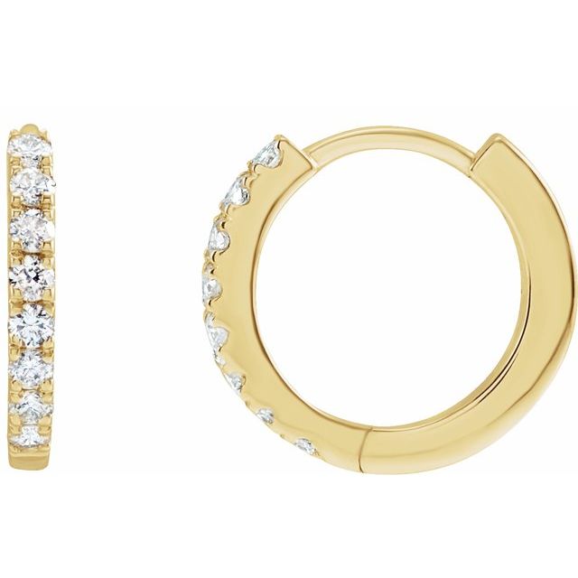 14K Yellow Gold 1/5 CTW Lab-Grown Diamond 12 mm Hoop Earrings