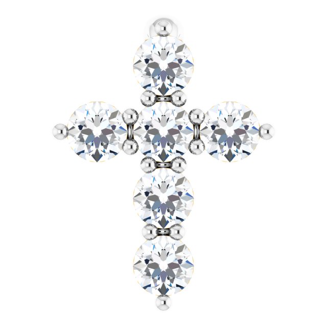 14K White Gold Natural Diamond Cross Pendant
