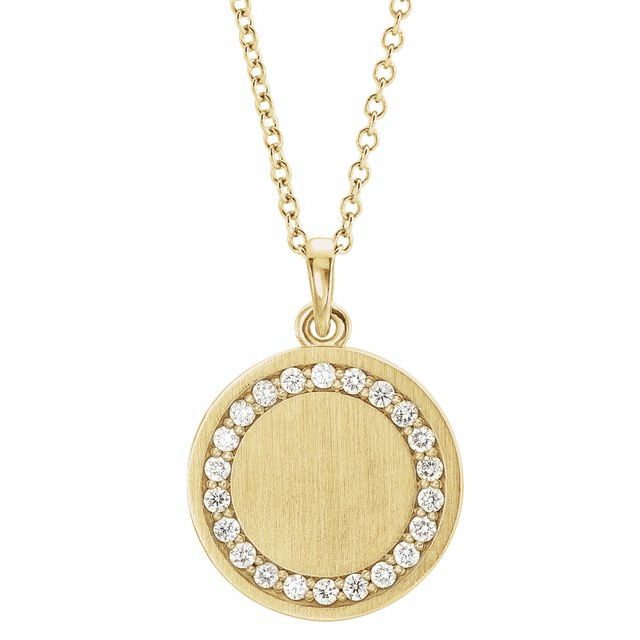 14K Yellow Gold 1/5 CTW Natural Diamond Engravable Necklace