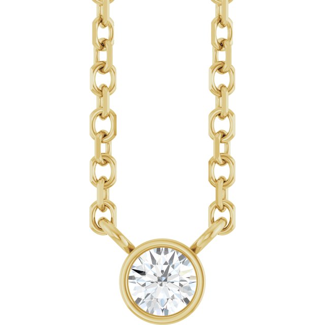 14K Yellow Gold .06 CT Natural Diamond Solitaire Necklace