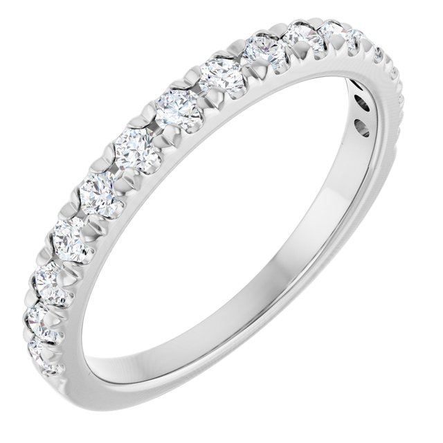 14K White Gold 3/8 CTW Natural Diamond French-Set Anniversary Band