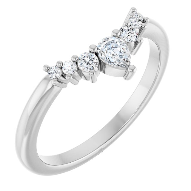 14K White Gold 1/4 CTW Natural Diamond Contour Band