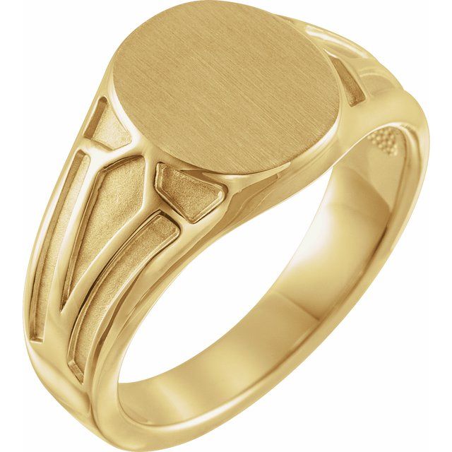 14K Yellow Gold Geometric Statement Signet Ring
