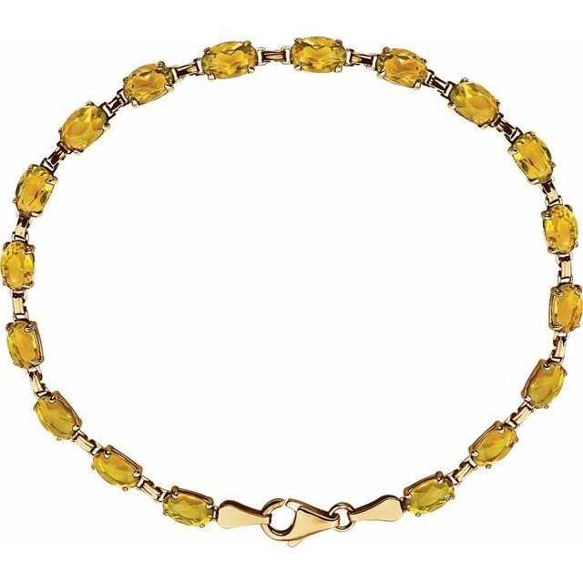14K Yellow Gold Natural Citrine 7 1/4" Bracelet