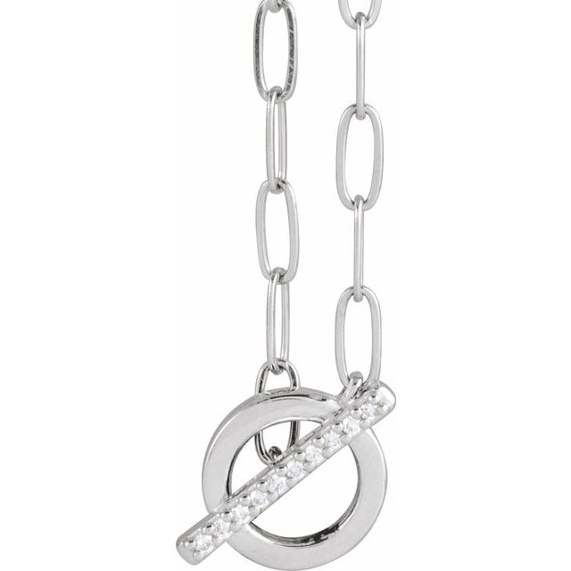 Sterling Silver .04 CTW Natural Diamond Toggle Necklace